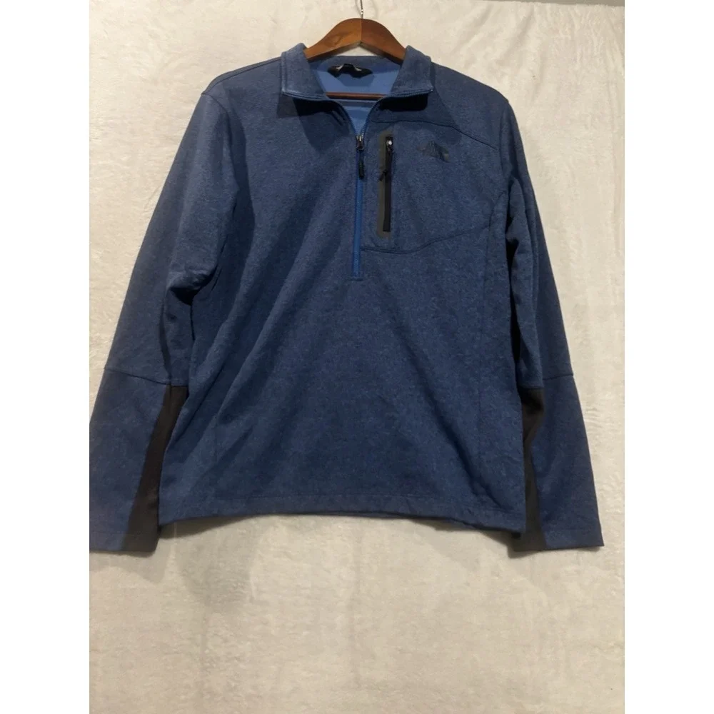 The North Face Sweater Mens Medium Blue‎ 1/2 Zip Pullover Pocket Sweatshirt